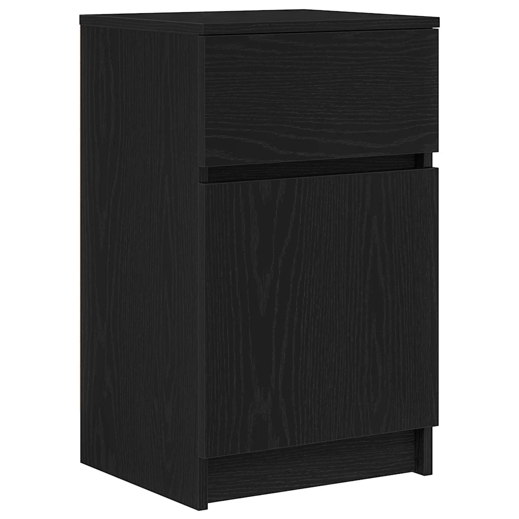 Set di 2 Comodini | Armadio da Notte | Mobiletto da notte Neri 39x35x65 cm in Legno Multistrato