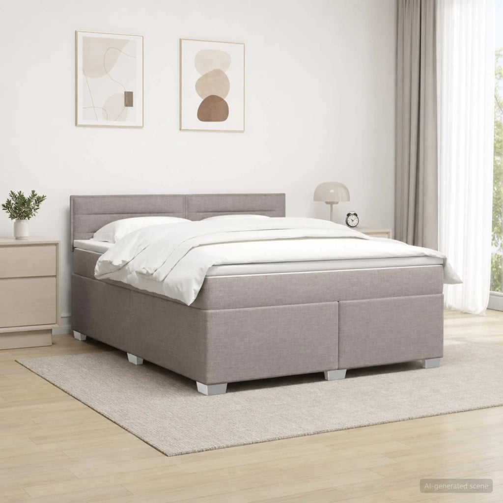 Letto box spring con materasso Tortora 140 x 190 cm Tessuto 3450471