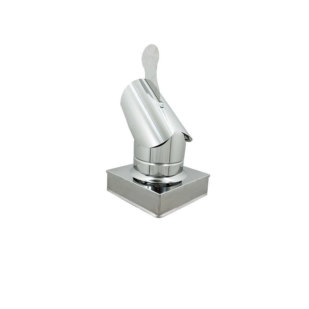 Fumaiolo gallo 25x25cm in acciaio inox base quadra