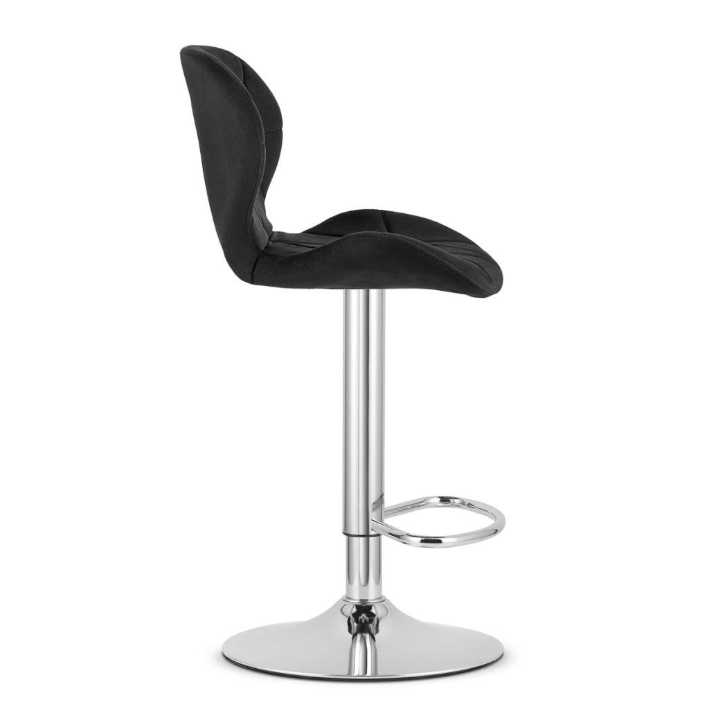 Sgabello West in velluto nero con base cromata