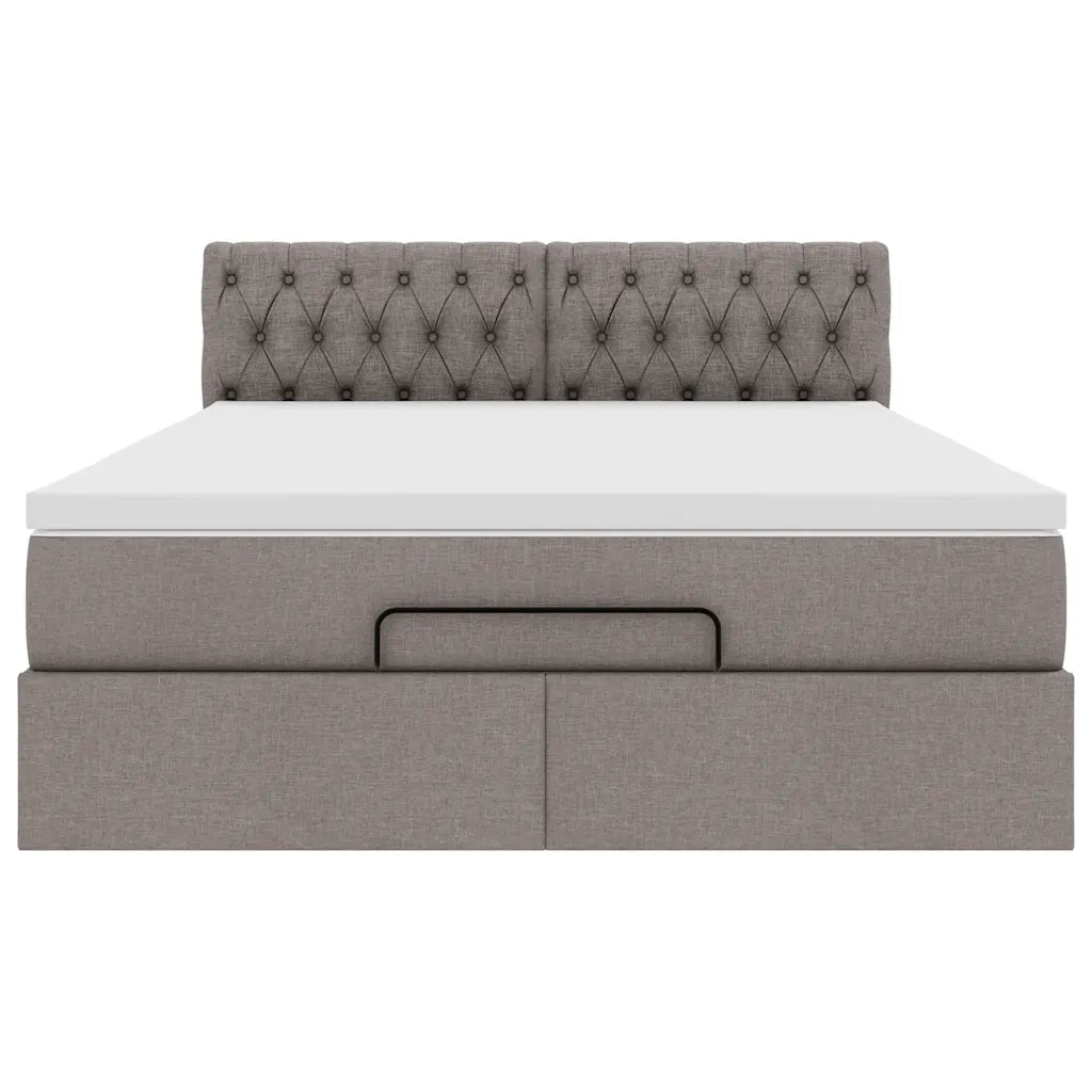 Pouf Letto con Materasso e LED Tortora 140x190 cm in Tessuto 3312392
