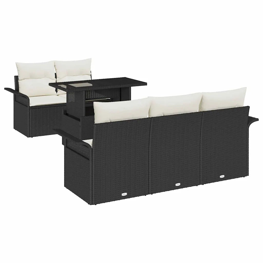 Set Divano da Giardino con cuscino 6 pcs Nero polyrattan 3348193