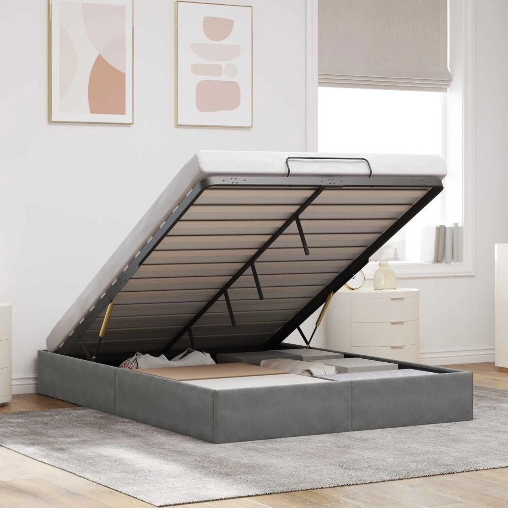 Letto ottomano Grigio Scuro 153 x 203 cm Velluto 3403075