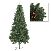 Albero di Natale Preilluminato con Palline e Pigne 210 cm 3077894