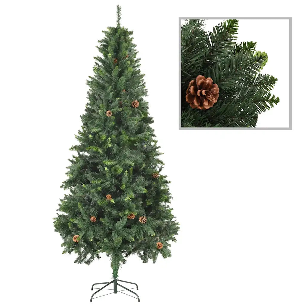 Albero di Natale Preilluminato con Palline e Pigne 210 cm 3077894