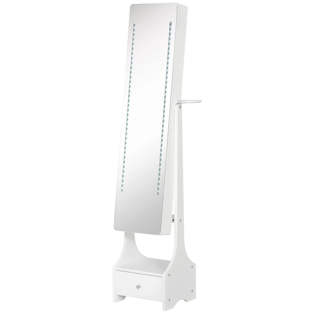 Armadio Portagioie con Specchio e Luci LED ¨C Minimal ¨C Bianco