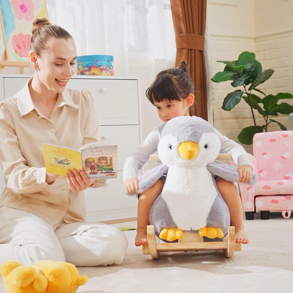 Cavallo a Dondolo in Peluche con Sicurezza ¨C zephmum ¨C Grigio