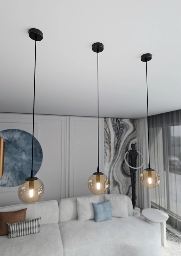 Lampada a sospensione Emibig Cosmo nera/ambra E14 Ø12