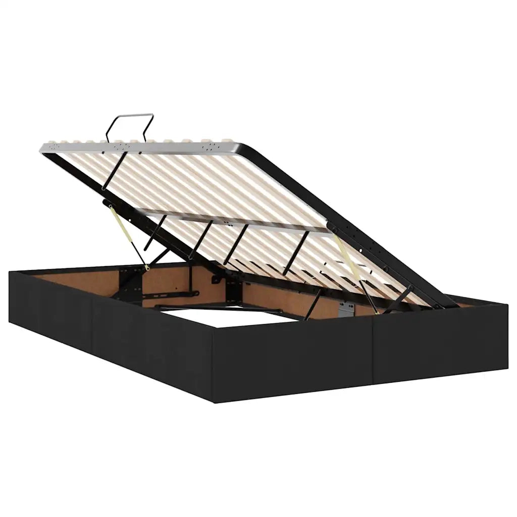 Letto con contenitore e LED con led Nero 120 x 200 cm Tessuto