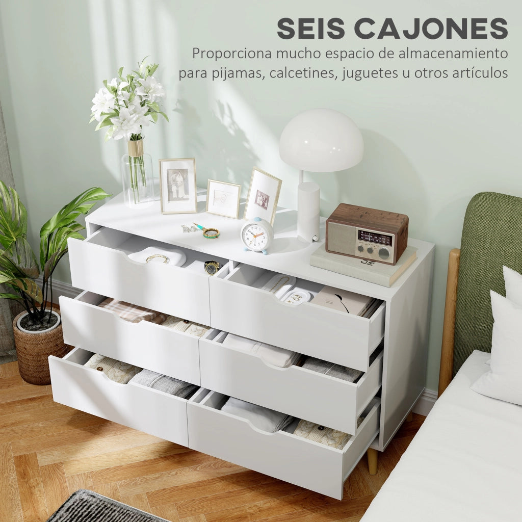 Cassettiera con 6 Cassetti Moderna ¨C Minimal ¨C Bianco 120x40x76 cm