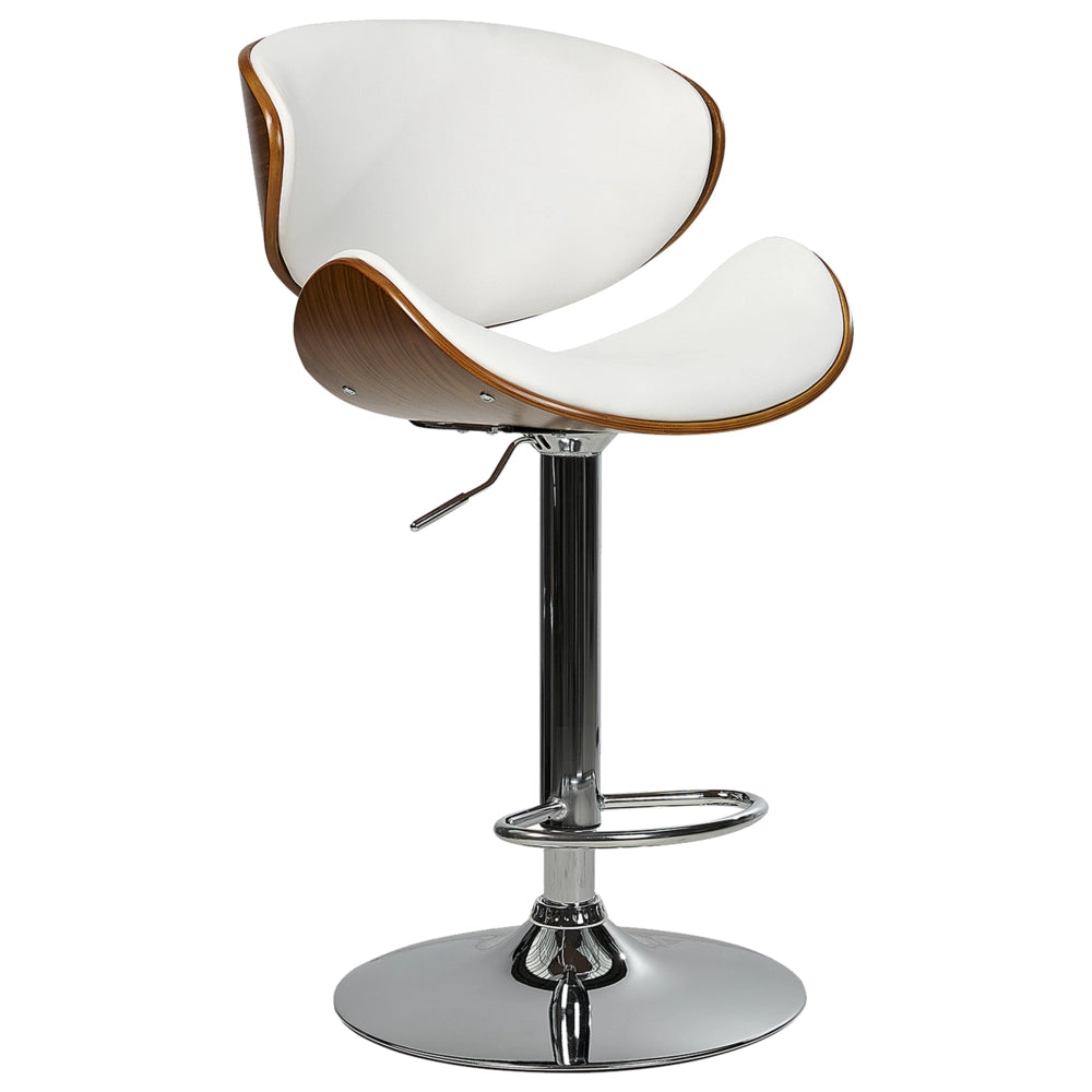 Set di 2 sedie da bar in ecopelle bianco con schienale regolabile con seduta con sollevamento a gas regolabile in altezza moderno
