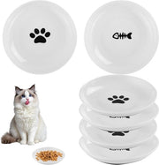 Set di 6 Ciotole per Gatti in Ceramica con Base di Gomma Antiscivolo - Diametro 15 cm per Gatti e Puppi Domestiche