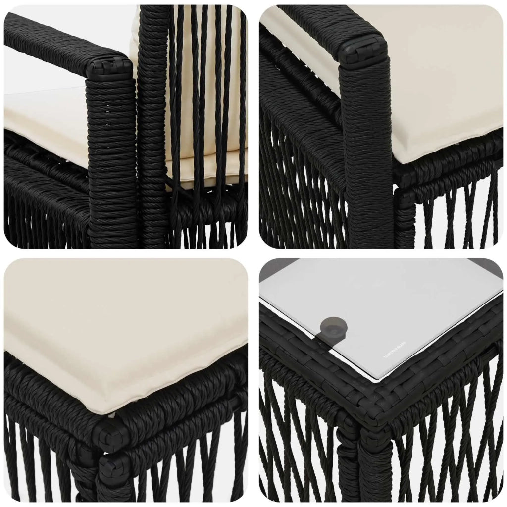 Set Divano da Giardino 8 pz Nero polyrattan 3435652