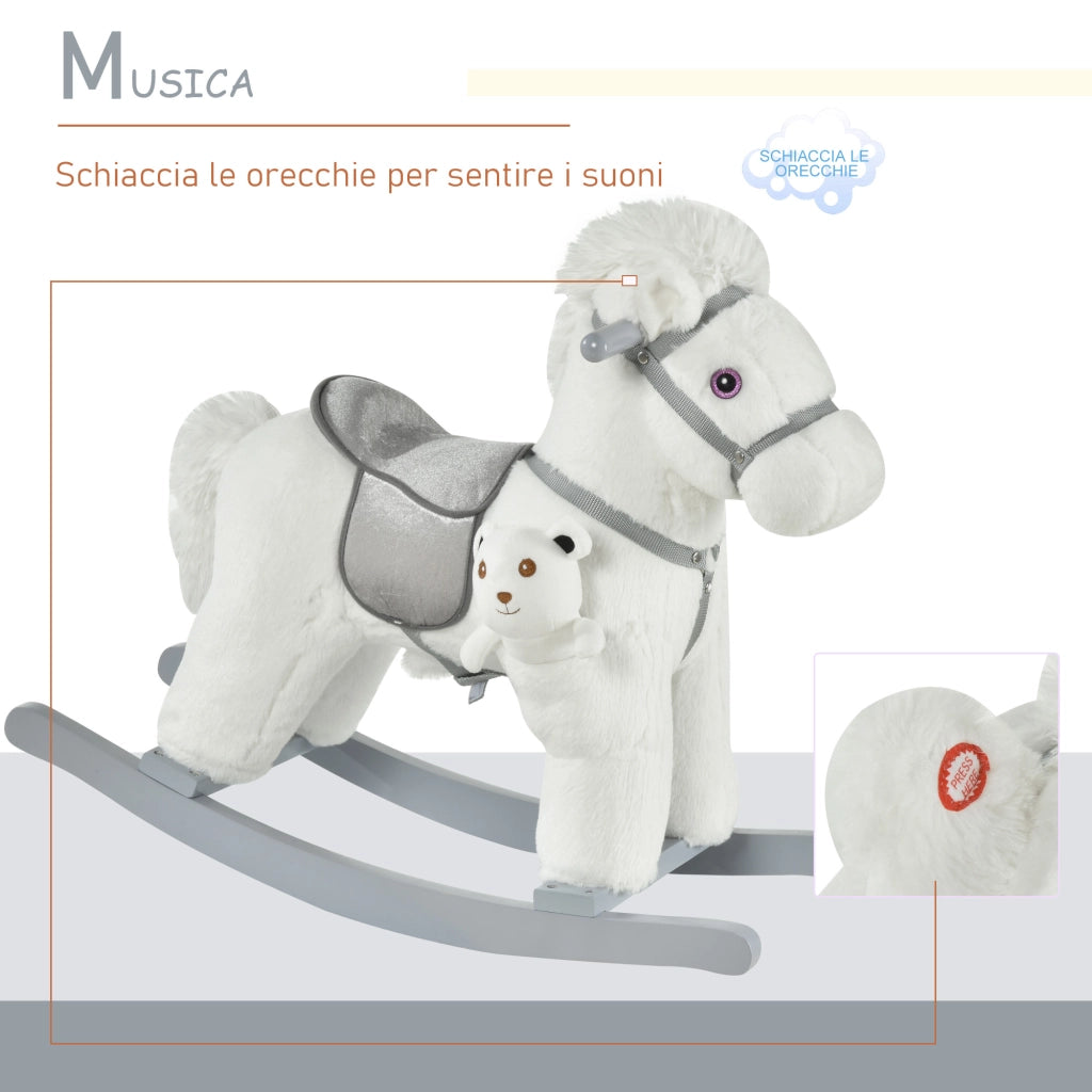 Cavallo a Dondolo per Bambini con Orsetto e Suoni ¨C Minimal ¨C 18-36 Mesi
