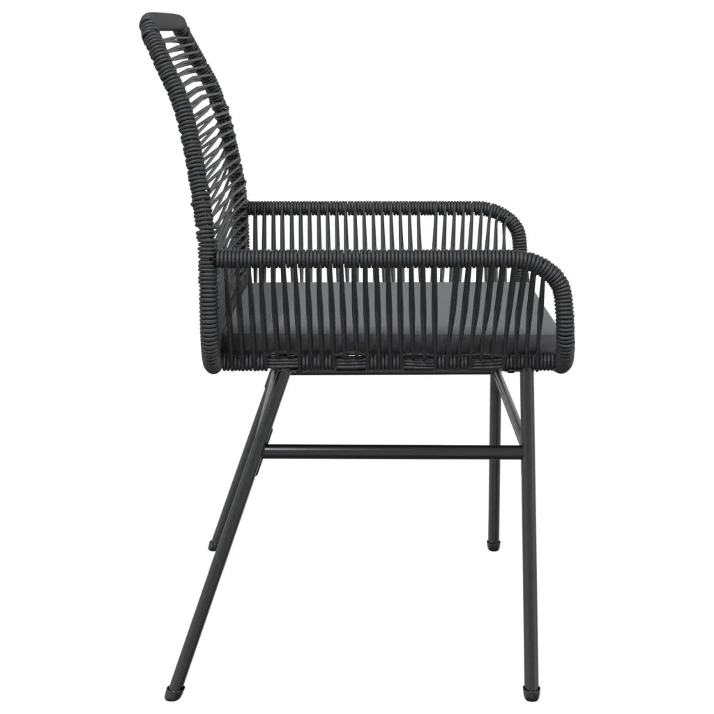 Sedie da Giardino con Cuscini 2 pz Nere in Polyrattan 369095