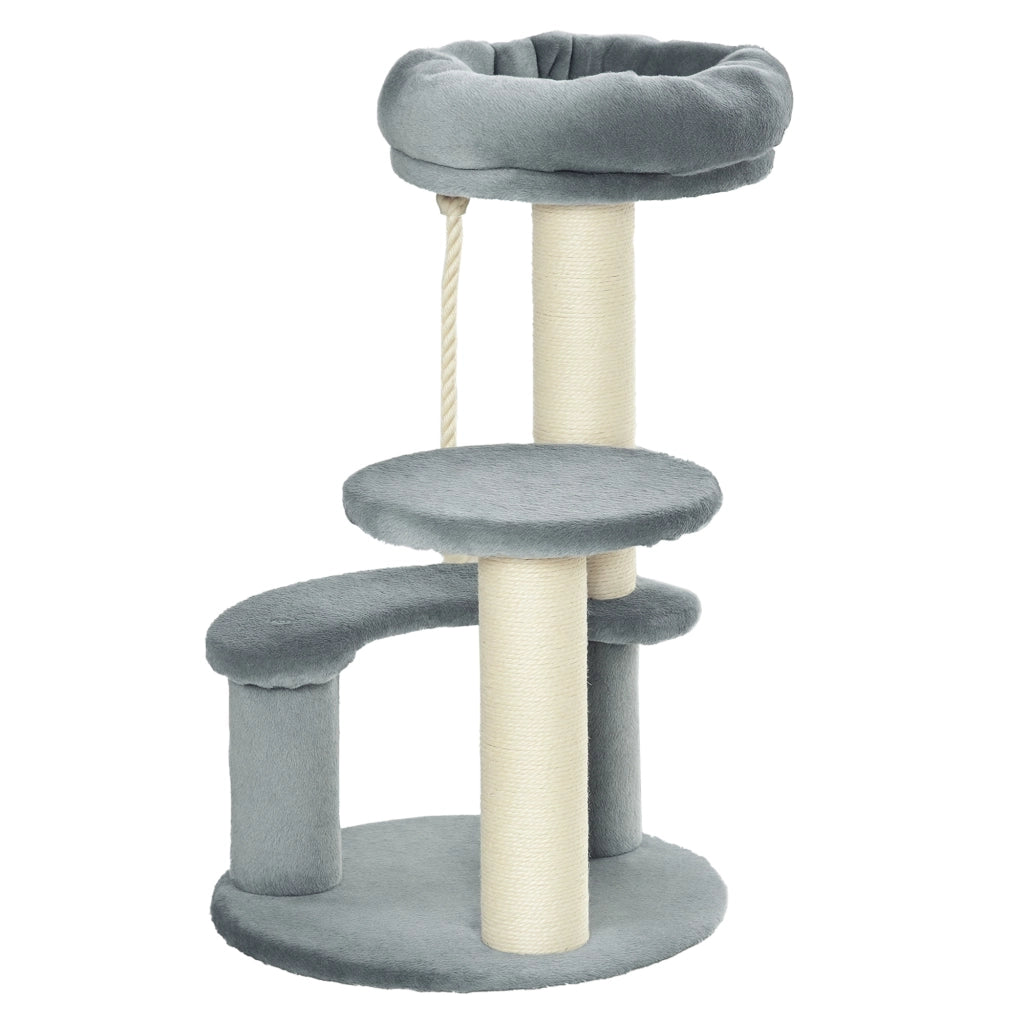 Tiragraffi per Gatti a 3 Livelli con Piattaforme e Lettino ¨C Minimal ¨C Grigio ?40x65 cm