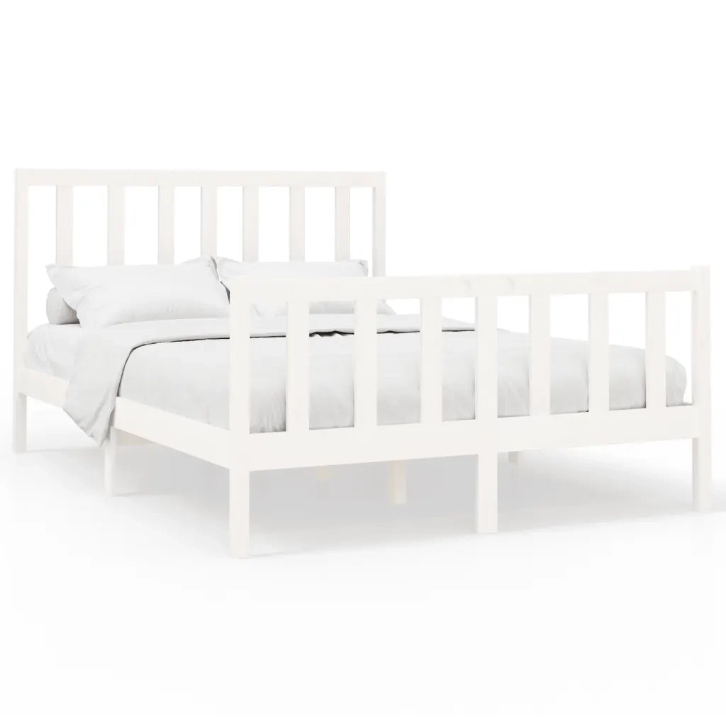 Letto senza Materasso-Struttura Letto Bianco 140x190 cm Legno Massello di Pino 458343