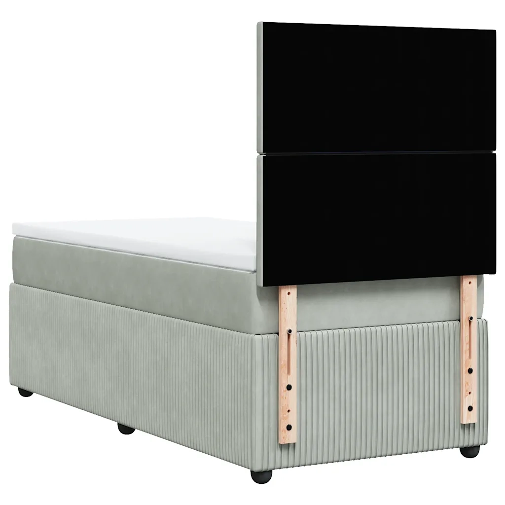Giroletto a Molle con Materasso Grigio Chiaro 90x200 cm Velluto 3292232