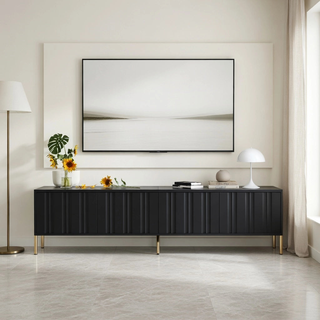 Cassettiera TV nera 190 cm