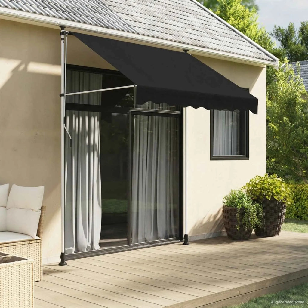 Tenda da Sole | Tenda retrattile manuale Nero 200 cm