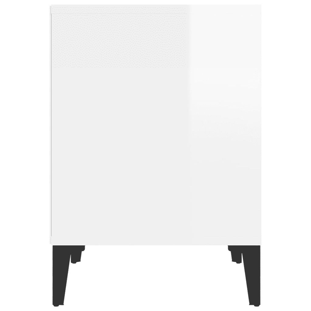 Set di 2 Comodini | Armadio da Notte | Mobiletto da notte in Bianco Lucido 40x35x50 cm