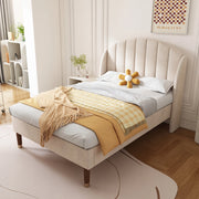 Letto imbottito 90x200 - Xylo - Beige, velluto