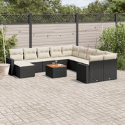 Set Divani da Giardino 12 pz con Cuscini Nero in Polyrattan 3256749
