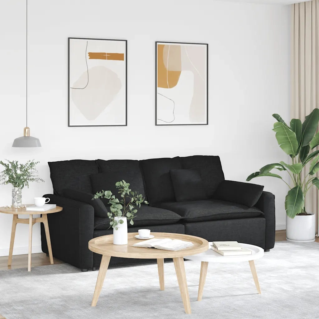 Divano Modulare con Cuscini-Sofa Modulare-Divanetto Nero 470636