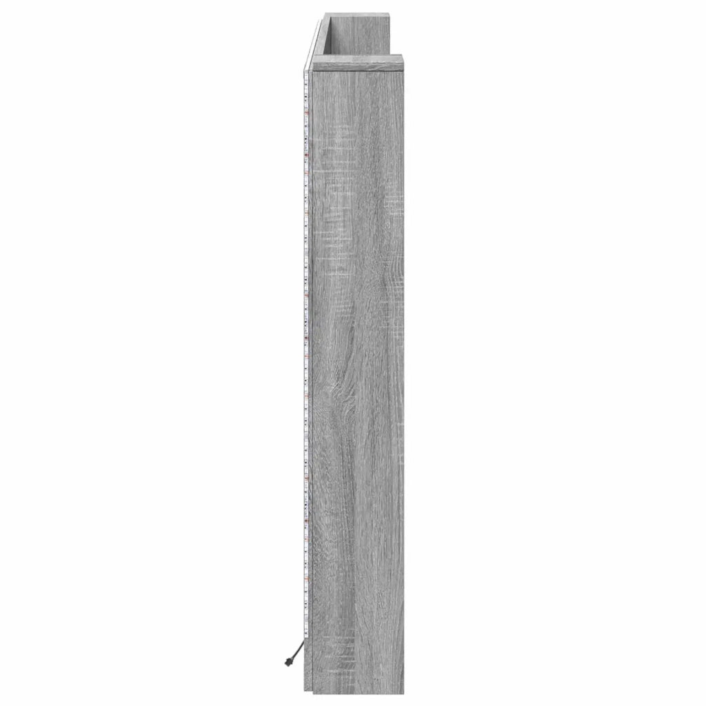 Testata con Mobile e LED Sonoma grigia 180 x 16,5 x 103,5 cm 8006573