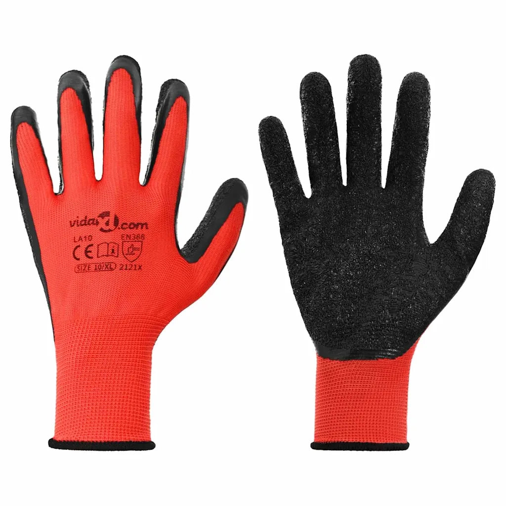 Guanti da Lavoro 24 pcs Rosso e Nero 10 / xl 42020697