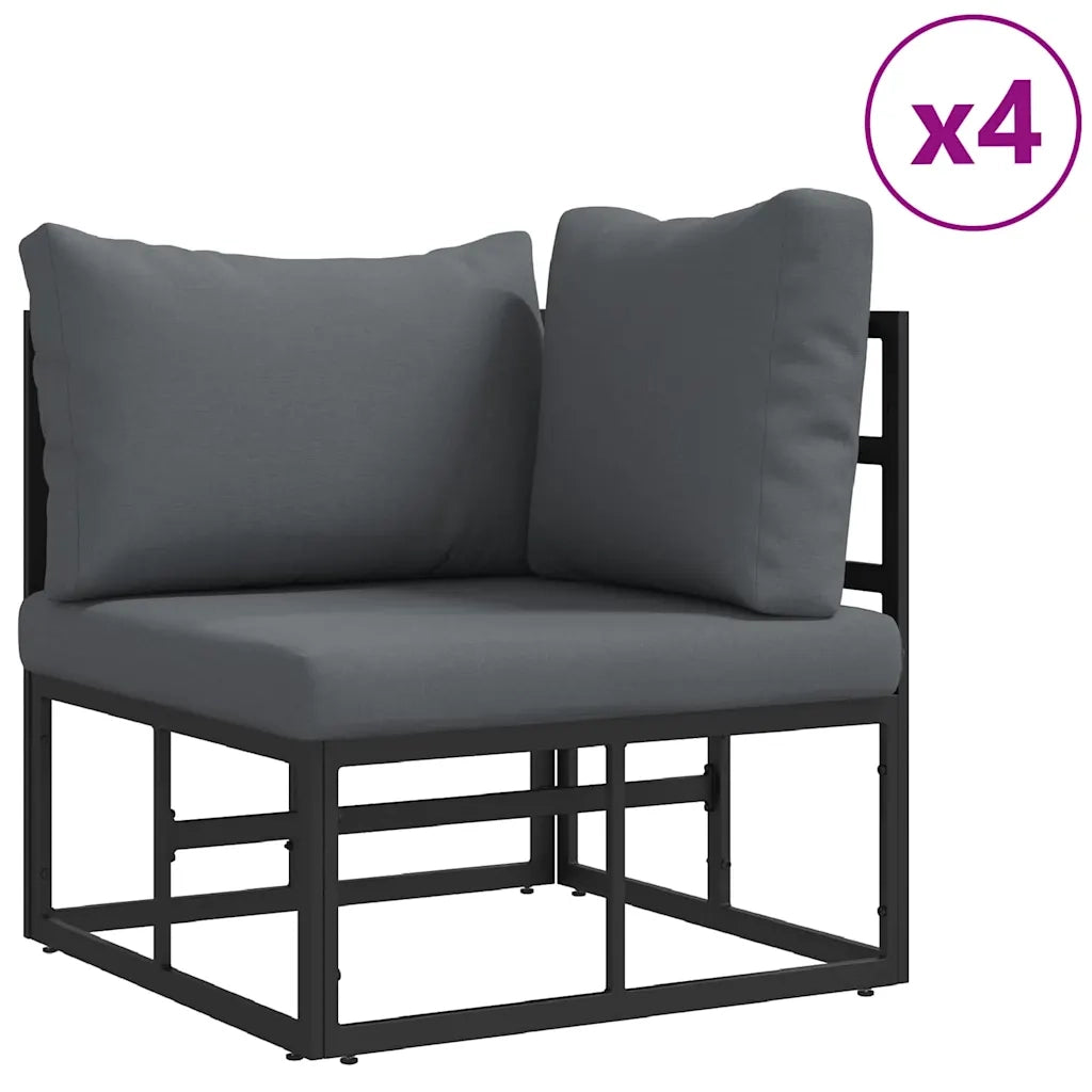 Set Divano da Giardino con cuscino 6 pcs Nero Acciaio 3378948