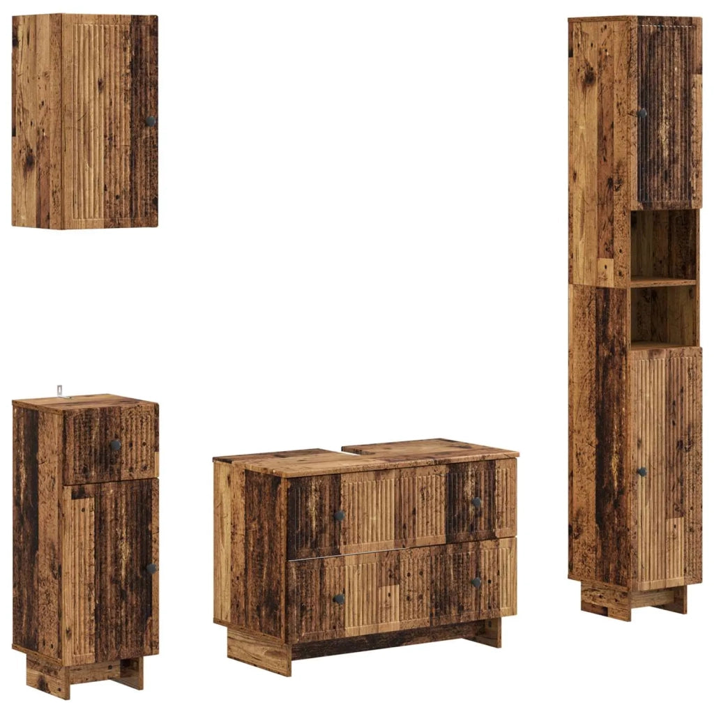 Set di Mobili da Bagno da 4 Pezzi EDE Legno antico 3417907