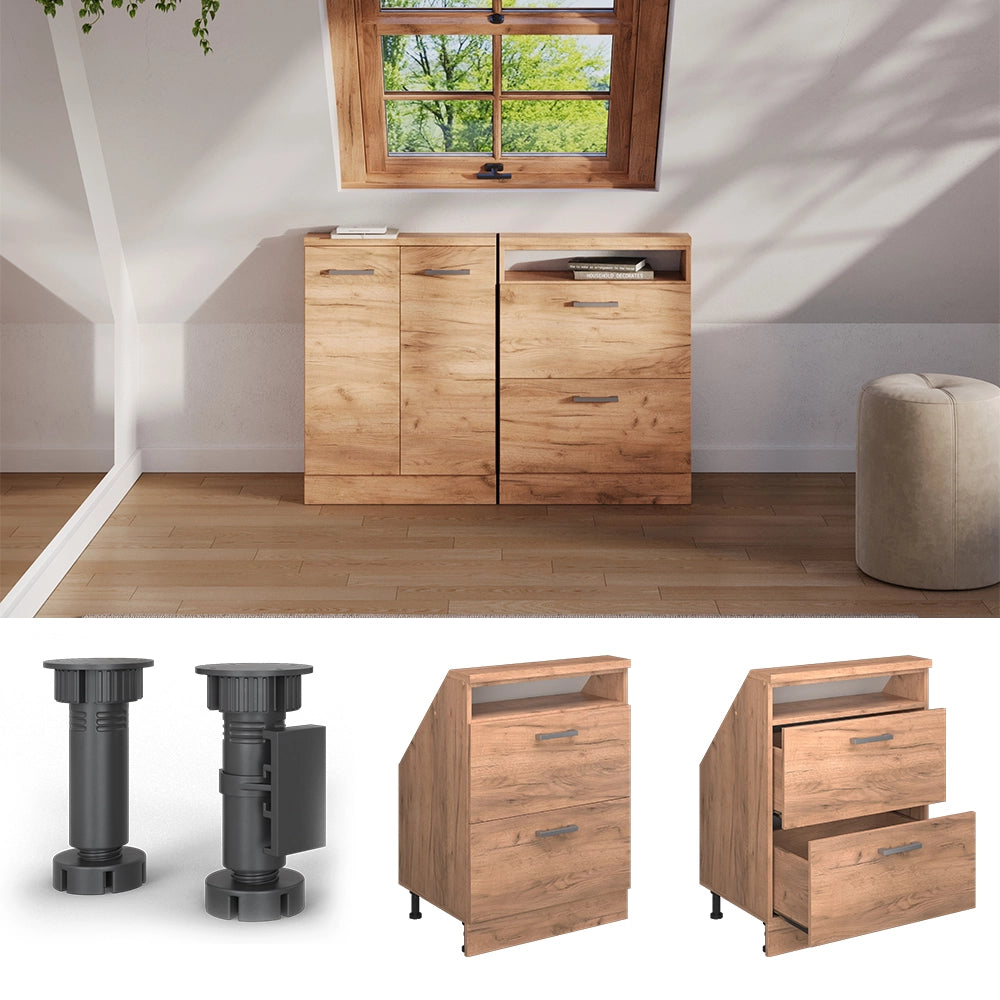 Mobile sottotetto Rion Rovere dorato/Rovere dorato con 2 cassetti Vicco