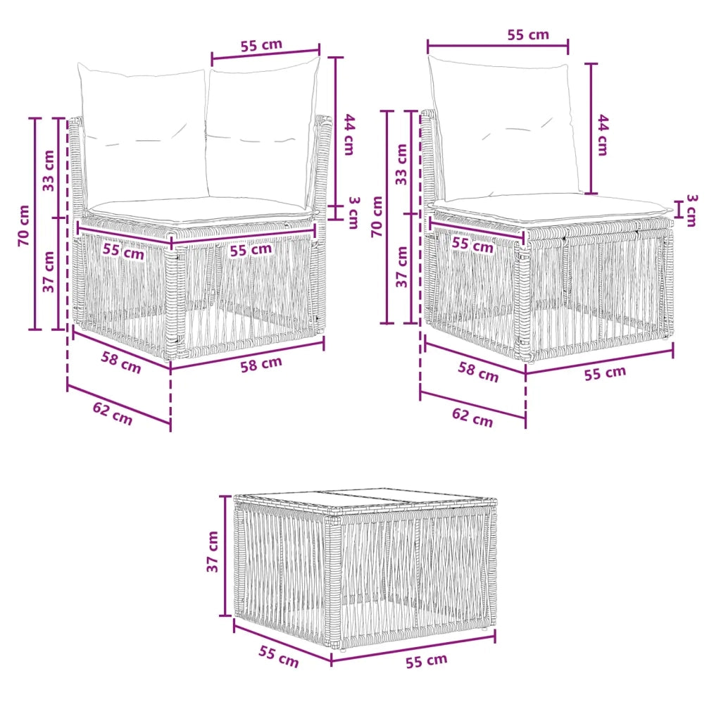 Set Divano da Giardino 6 pz Beige polyrattan 3434136