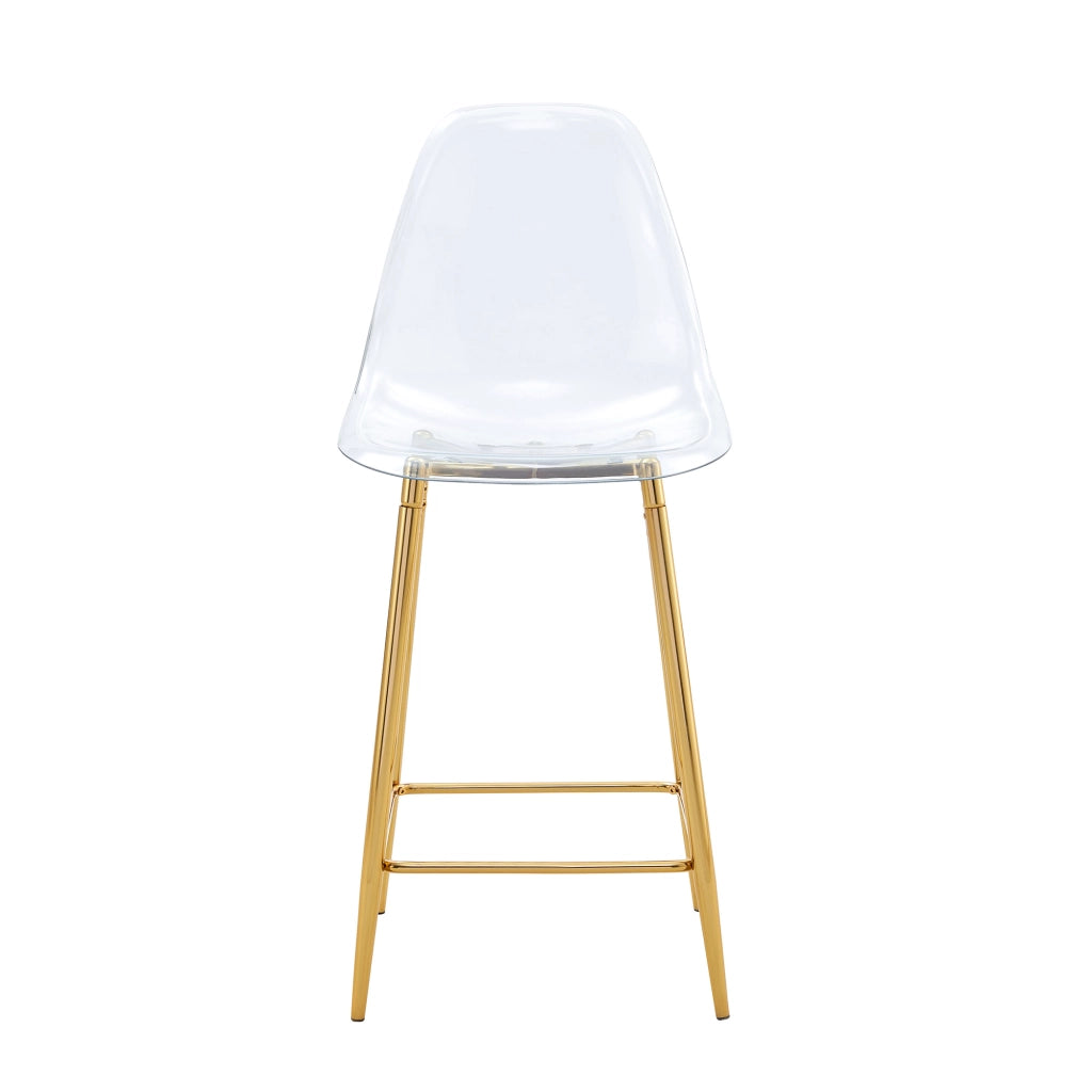SGABELLO da bar trasparente in plastica con gambe in metallo oro