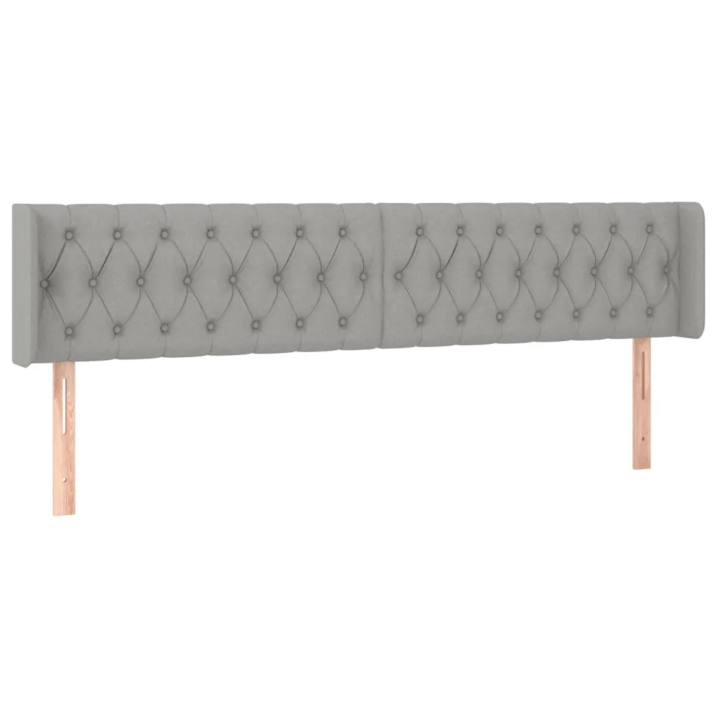 Testiera ad Orecchio-Testata con Orecchie Grigio Chiaro 203x16x78/88 cm in Tessuto 375996