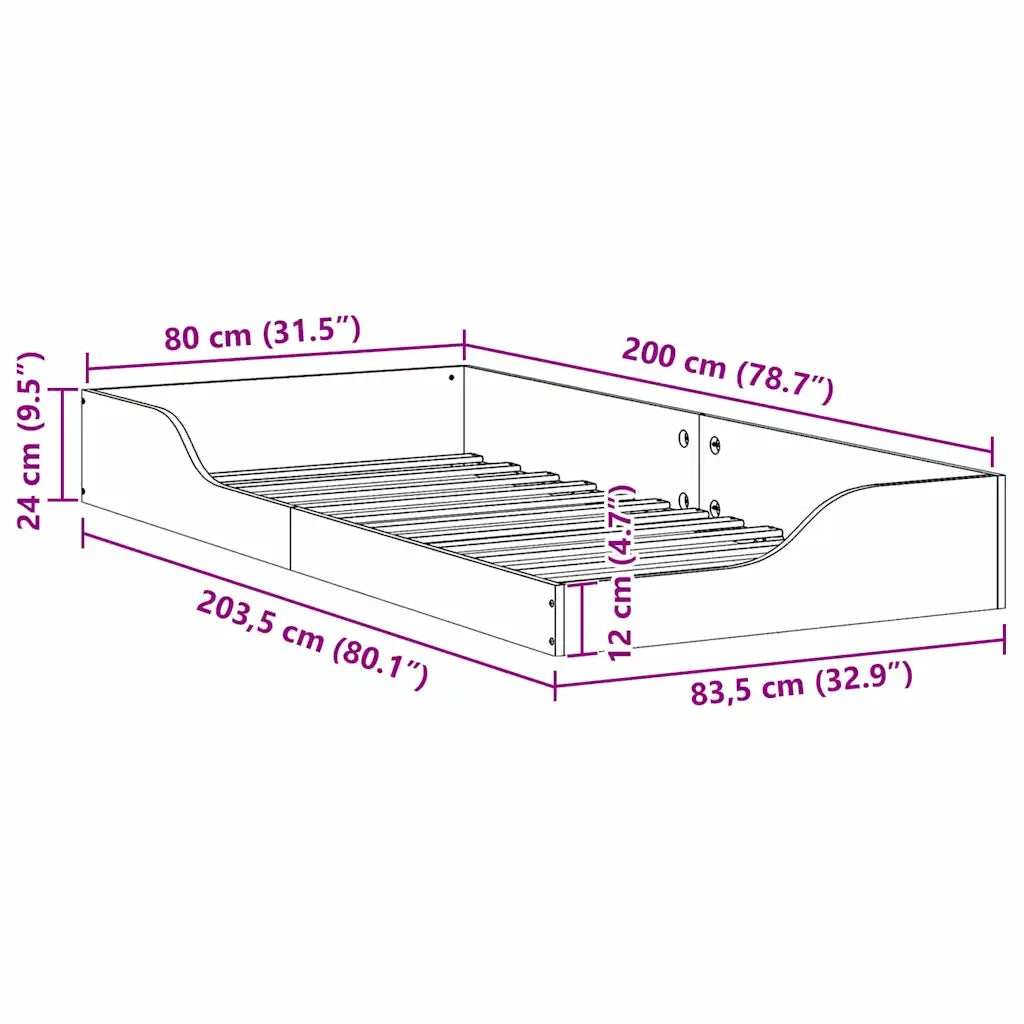 Struttura del letto Marrone 80 x 200 cm Pino massello 873391