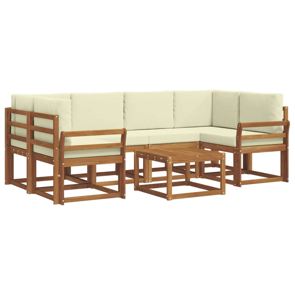 Set di divani da esterno con cuscino 7 pcs Naturale e Crema 3366078