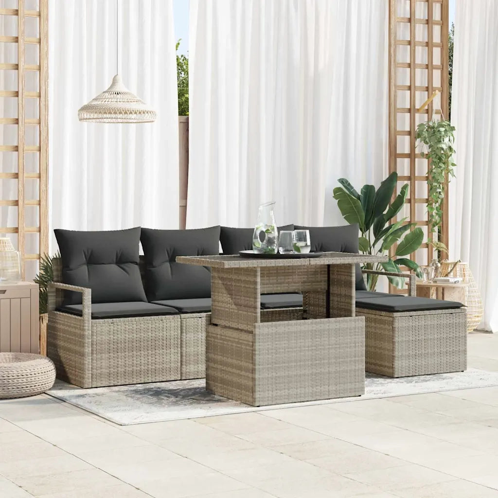Set Divano da Giardino con cuscino 6 pcs Grigio chiaro