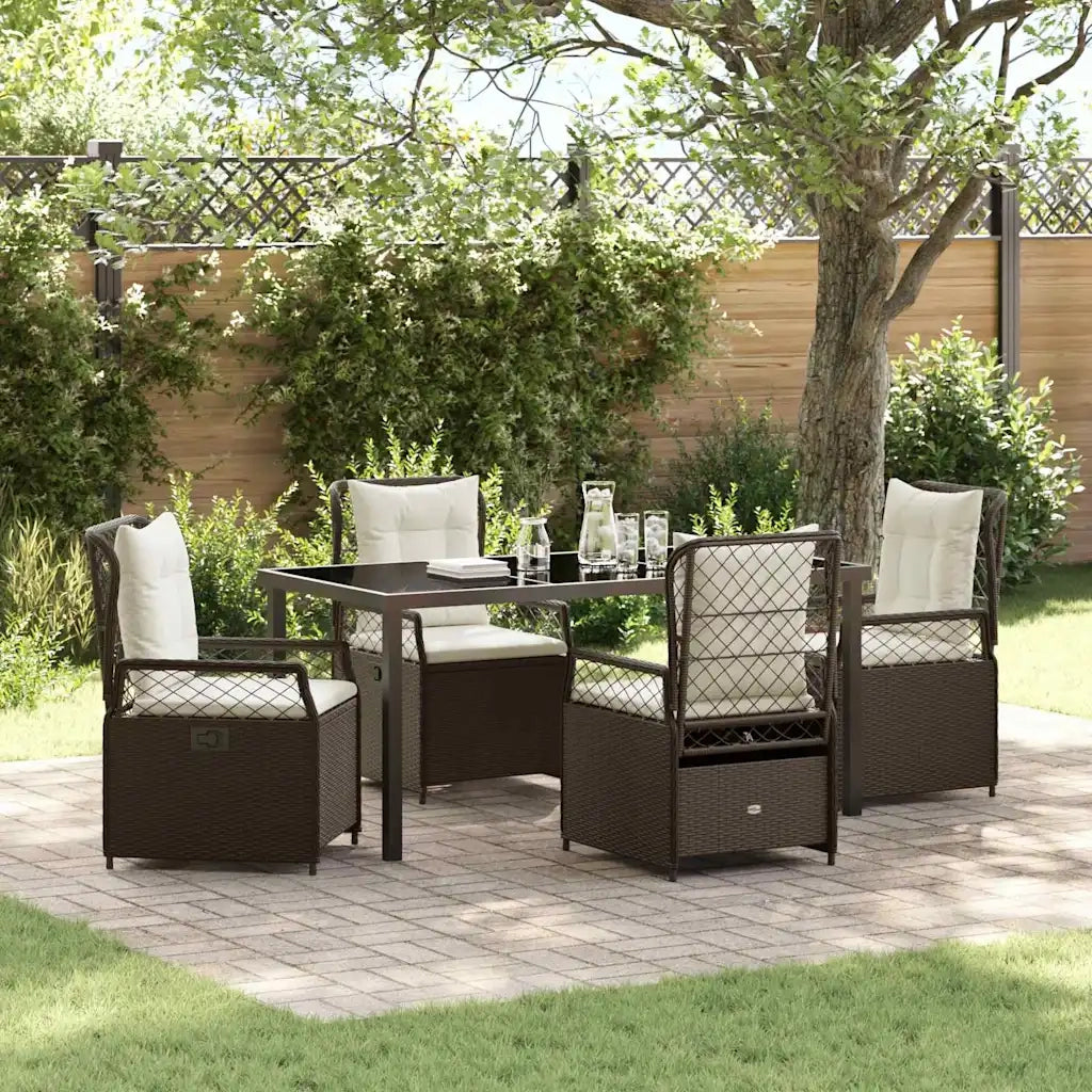 Set da Pranzo per Giardino 5 pcs Marrone polyrattan