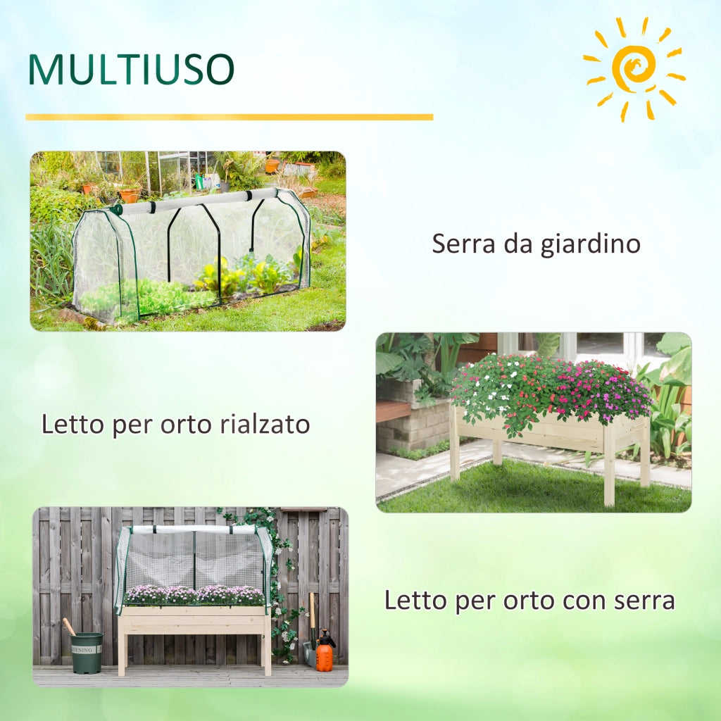 Letto Rialzato da Giardino ¨C Xylo ¨C Legno di Abete con Copertura PE, 121x55x117 cm