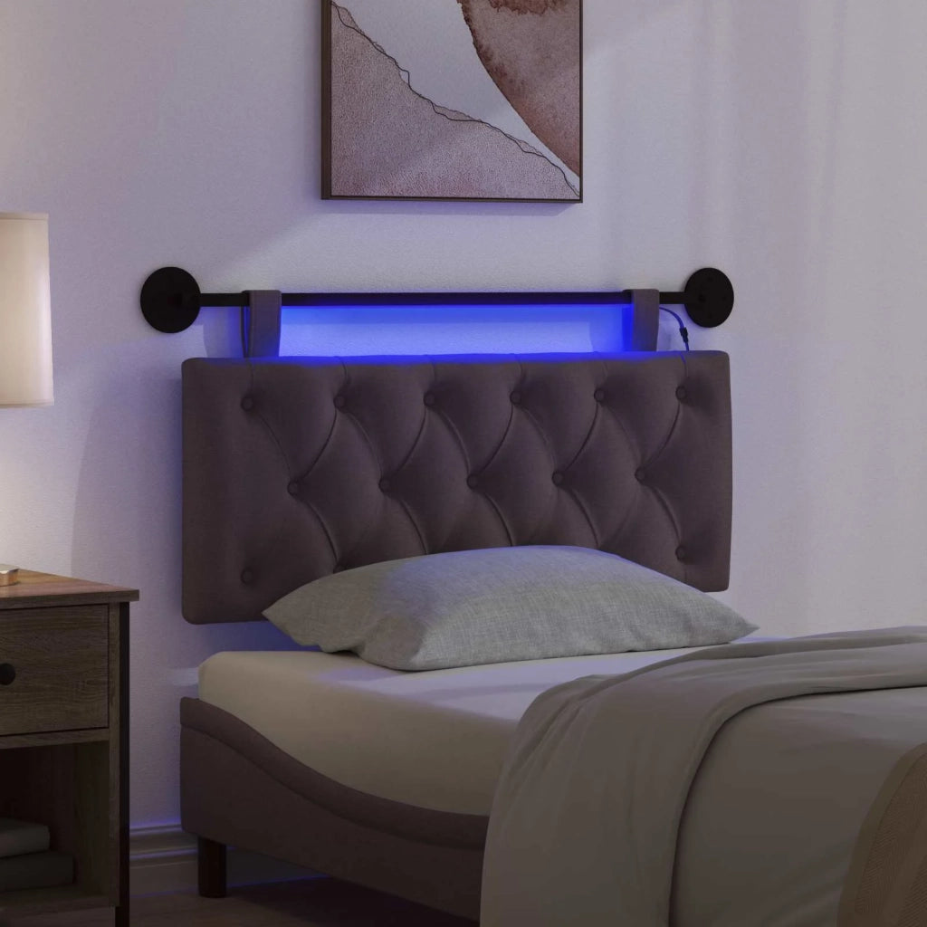 Testiera sospesa Con luce LED Marrone Scuro Tessuto 3424573