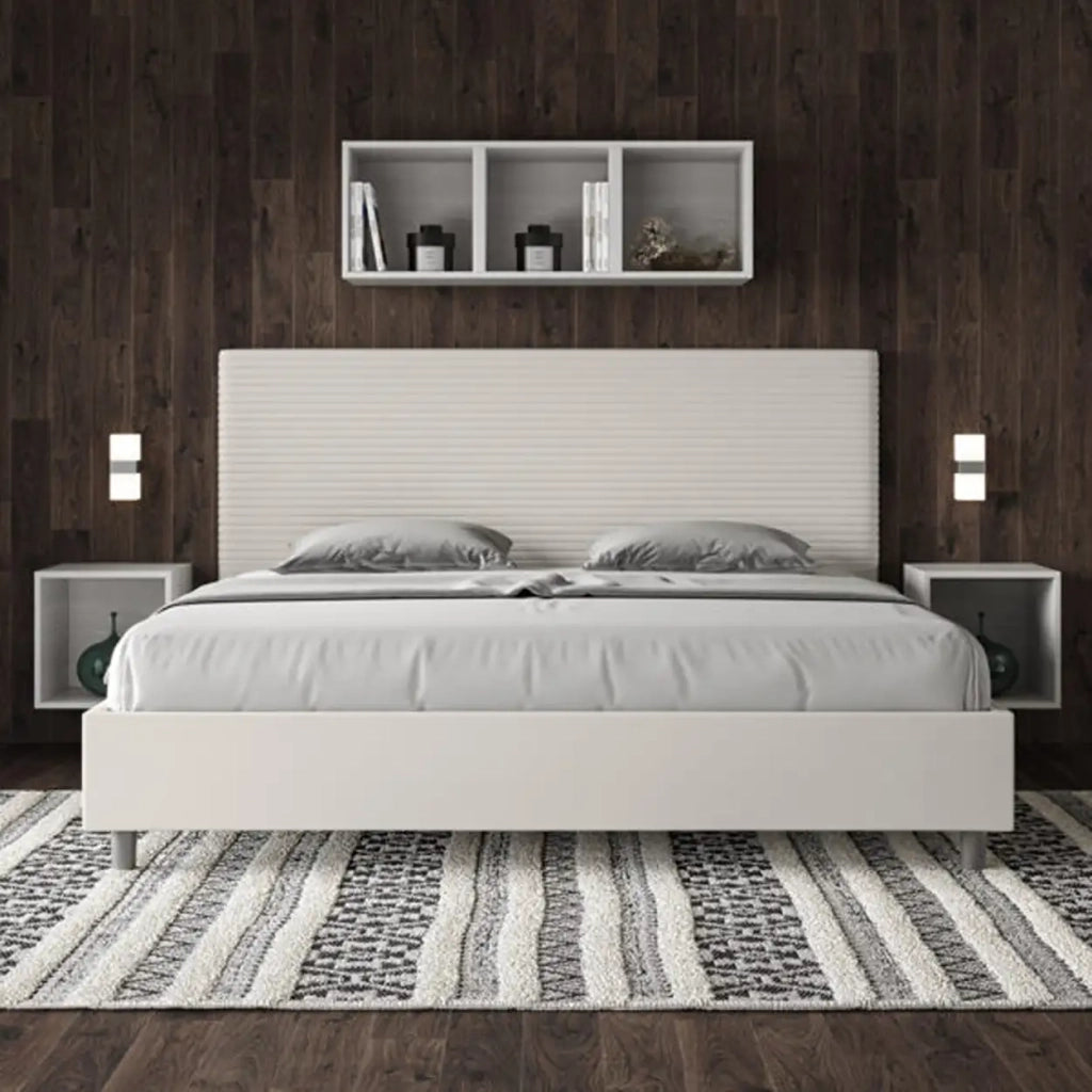 Letto senza rete imbottito 180x210 similpelle bianco Focus