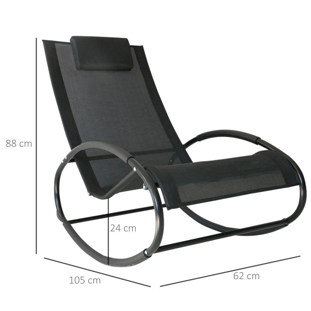 Sdraio da Giardino Zero Gravity con Cuscino ¨C Minimal ¨C 105x62x88cm, Nero