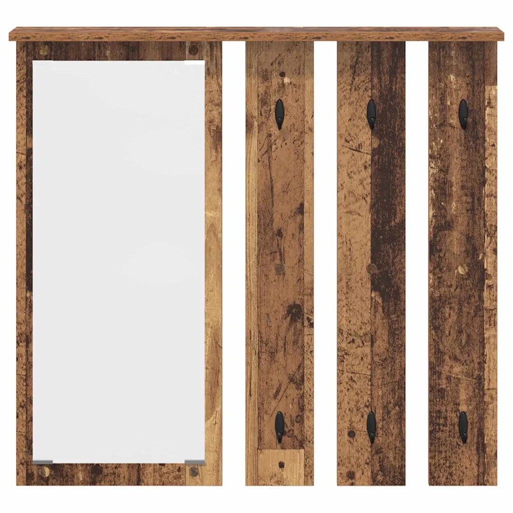 Appendiabiti a muro con specchio Legno vecchio 84 x 10 x 80 cm 874497