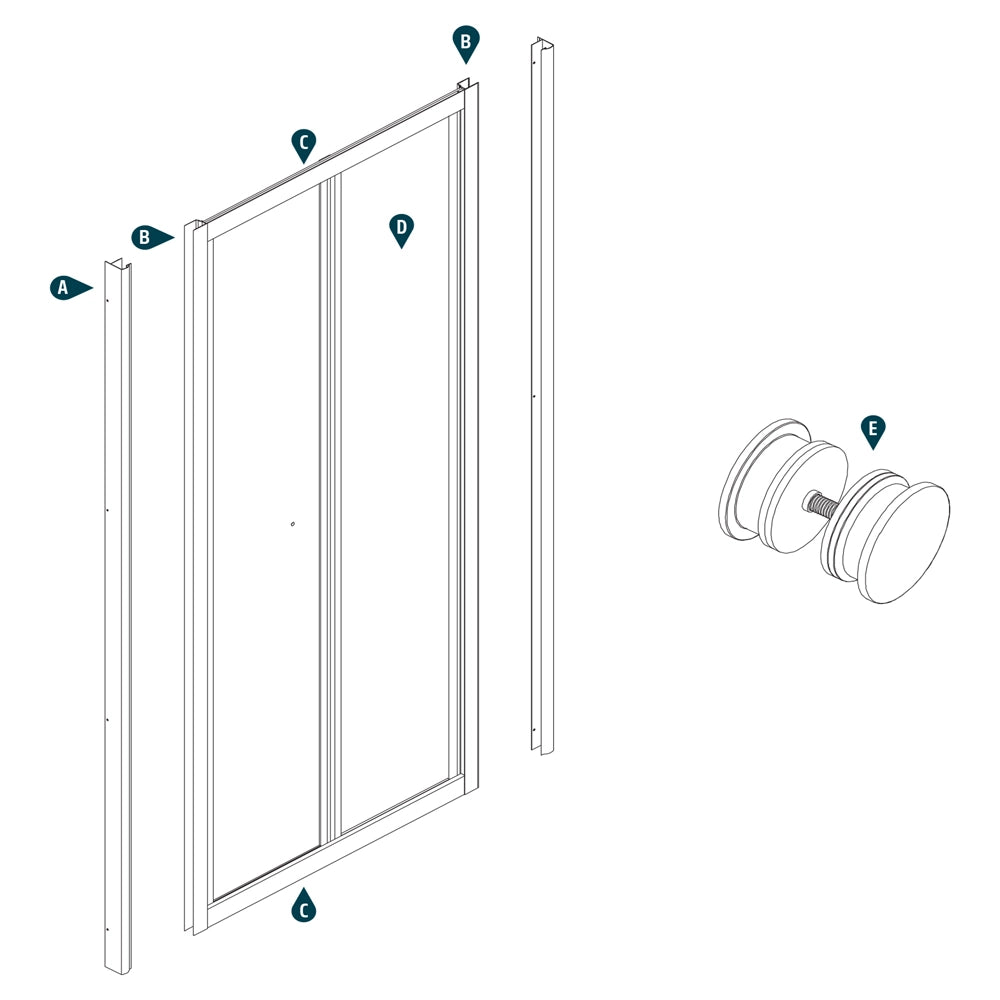 Cabina doccia 2 lati con porta a soffietto cristallo trasparente 75x75 cm