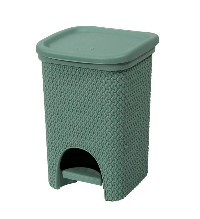 Pattumiera Bidone con Pedale Intreccio Verde Antico 18 Litri