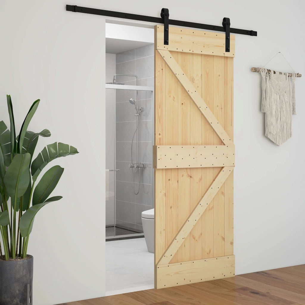 Porta scorrevole Naturale e Nero 90 x 210 cm 3444864