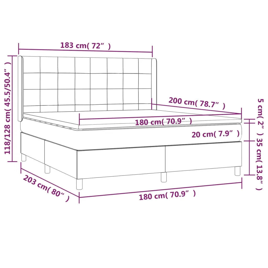 Giroletto a Molle con Materasso Grigio Chiaro180x200 cm Tessuto 3132009
