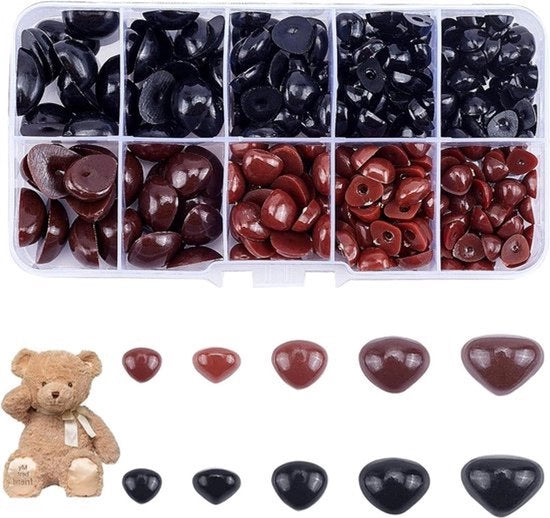 Driehoeksneuzi per Amigurumi - Lavorazione DIY - 300 pezzi - Diverse Dimensioni - Adatto per Marionette - Materiale Plastico - Haken per Animali - Colorati